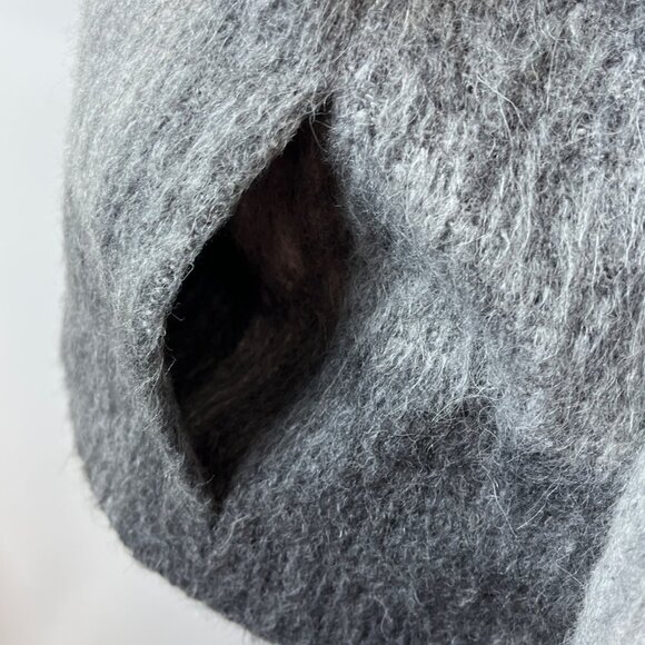 Talbots Women's Grey Alpaca Outer Shell Squared Pattern Long Sleeve Coat Sz 14 - Picture 4 of 7